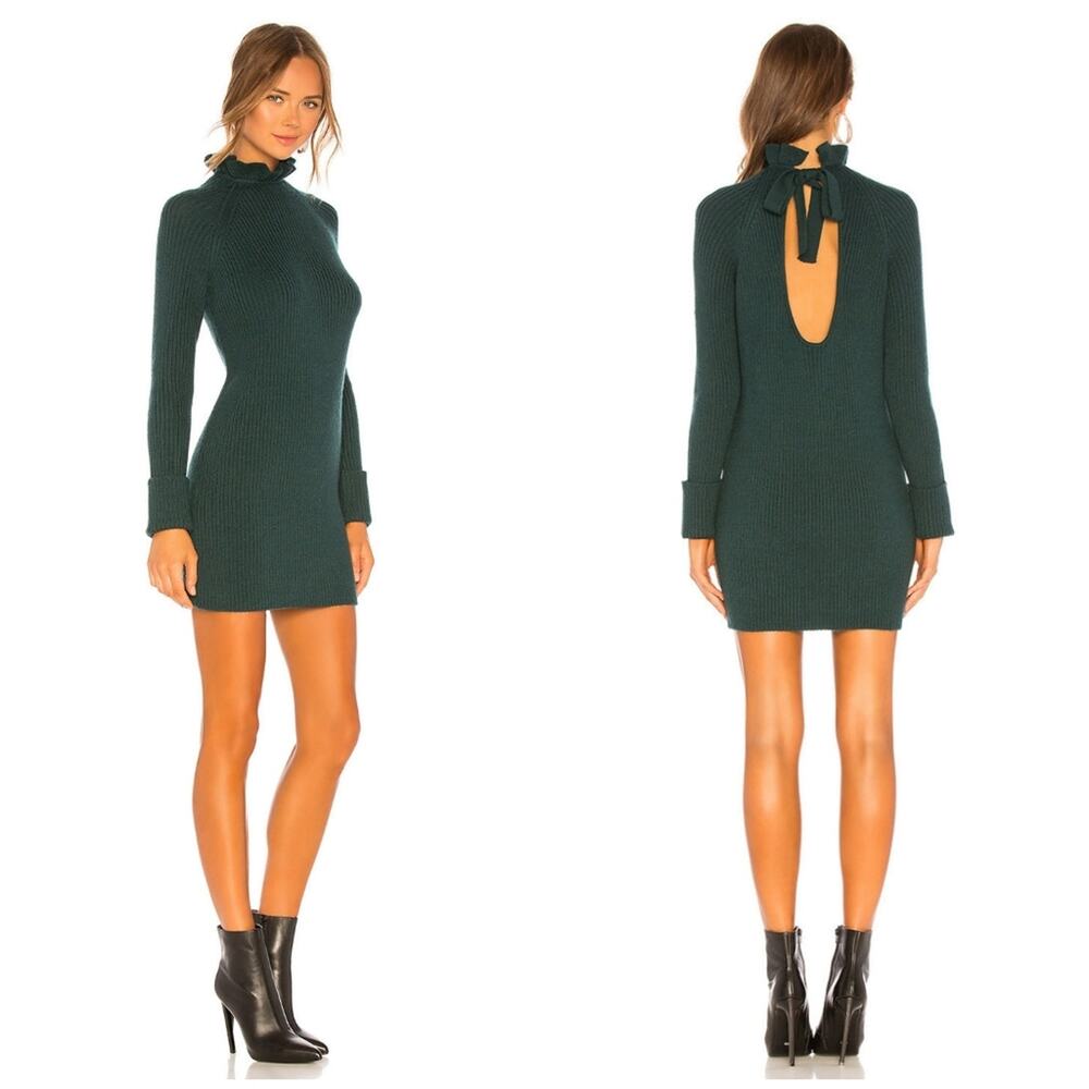 Tularosa May Mock Neck Open Back Knit Sweater Dress